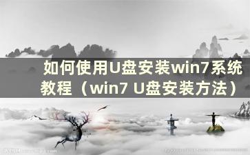 如何使用U盘安装win7系统教程（win7 U盘安装方法）